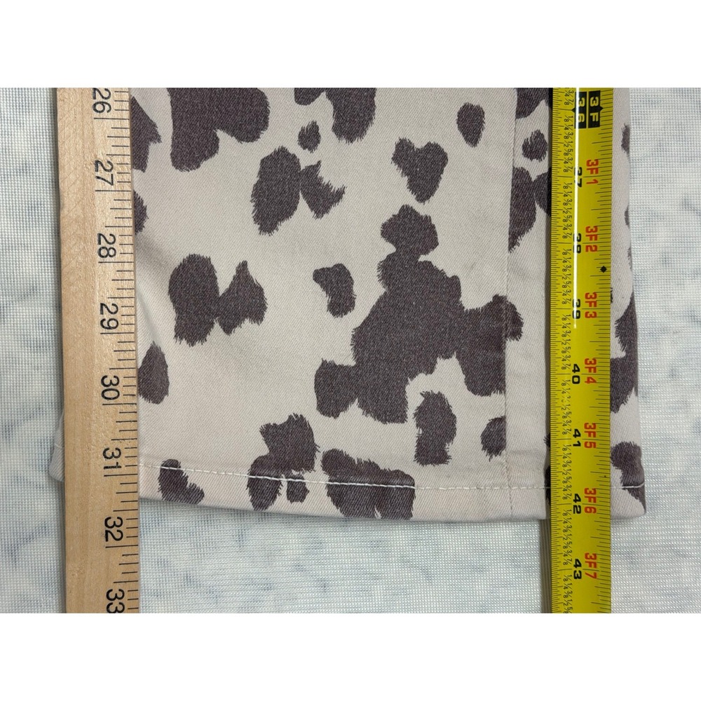 Zara Cow Print High Waisted‎ Flare Stretch Jeans Brown Cream Womens Sz  6 - Picture 4 of 7